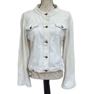 Vintage Y2K Cream Cordouroy Jacket L Cropped Bell Sleeve Western Boho Coastal